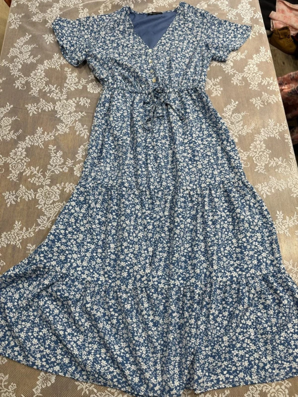 blue floral maxi dress